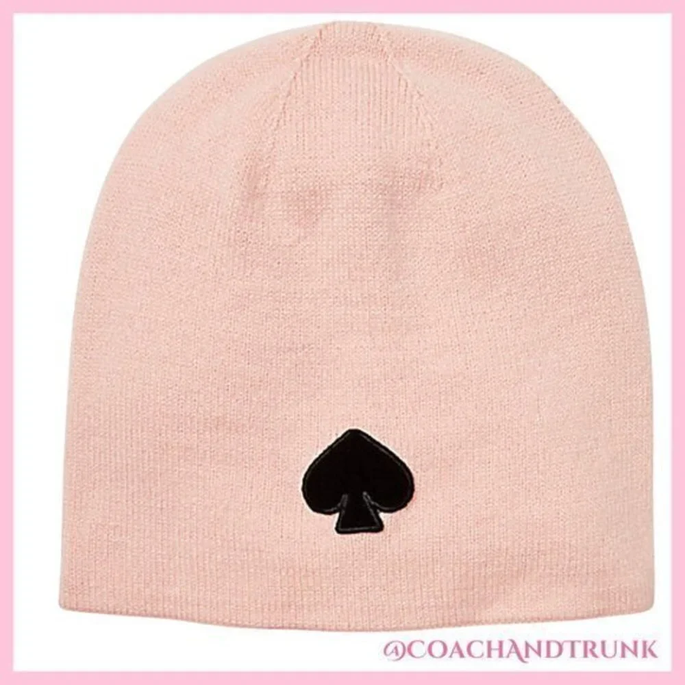 KATE SPADE 2PC Rose Tech Finger Gloves & Beanie Black Flocked Spade NWT